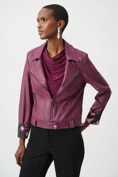 Joseph Ribkoff 263907 Foiled Faux Suede Fitted Jacket