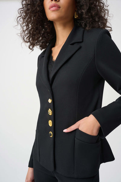 Joseph Ribkoff 263151 Scuba Crepe Fitted Blazer With Statement Buttons