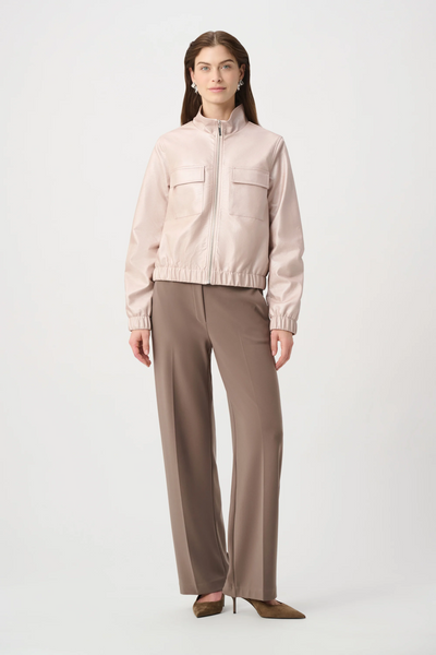 Joseph Ribkoff 264907 Metallic Leatherette Bomber Jacket