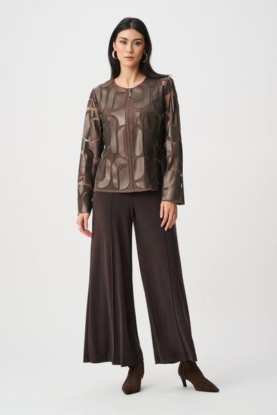 Joseph Ribkoff 263964 Leatherette And Mesh Embroidered Jacket