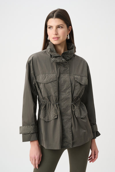 Joseph Ribkoff 263633  Feather Yarn Knit Coat With Detachable Faux Fur Collar