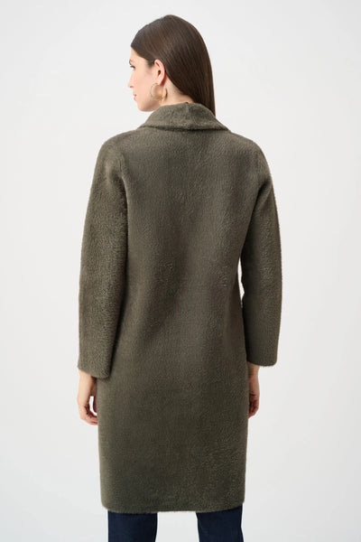 JOSEPH RIBKOFF 263973 Yarn Knit Coat With Detachable Faux Fur Collar
