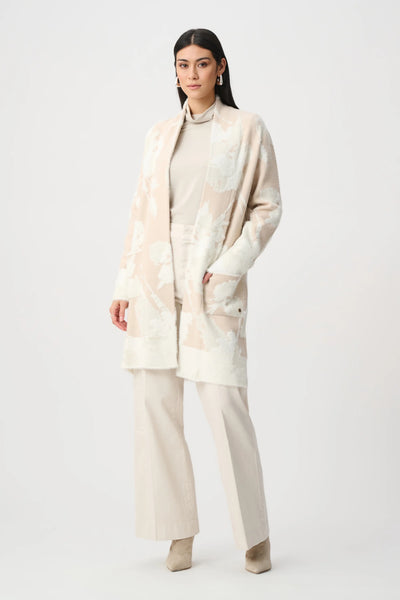 JOSEPH RIBKOFF 253956F26 Abstract Jacquard Sweater Knit Long Cardigan