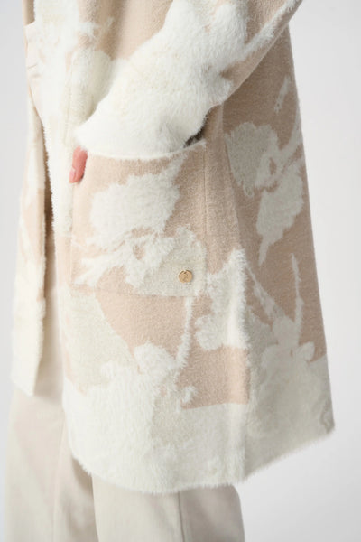 JOSEPH RIBKOFF 253956F26 Abstract Jacquard Sweater Knit Long Cardigan