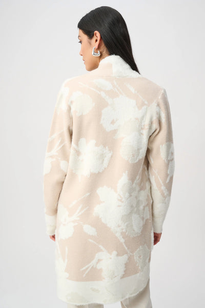 JOSEPH RIBKOFF 253956F26 Abstract Jacquard Sweater Knit Long Cardigan