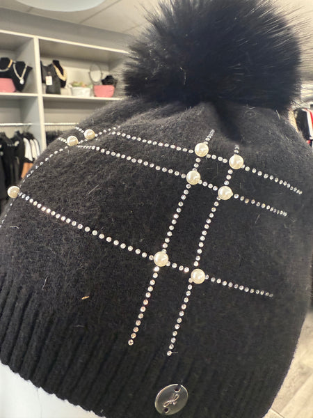 JOSEPH RIBKOFF 253969 KNITTED FAUX FUR POM POM HAT