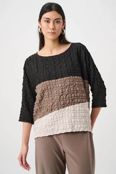 Joseph Ribkoff 263199 Bubble Jacquard Color Block Boxy Tunic