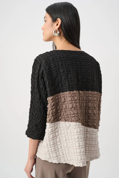 Joseph Ribkoff 263199 Bubble Jacquard Color Block Boxy Tunic
