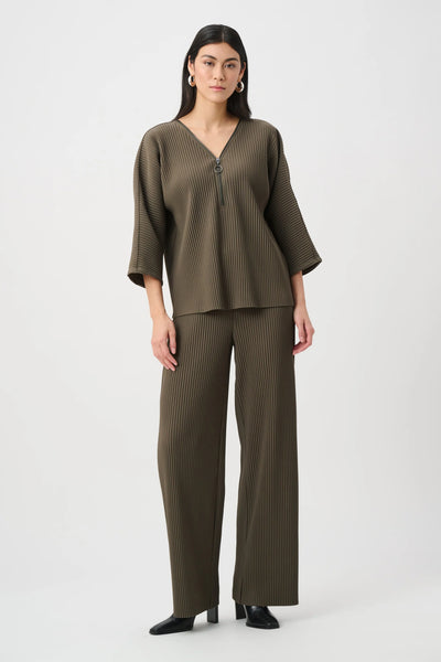 Joseph Ribkoff 263123 Pleated Scuba Crepe Zipped Neck Top