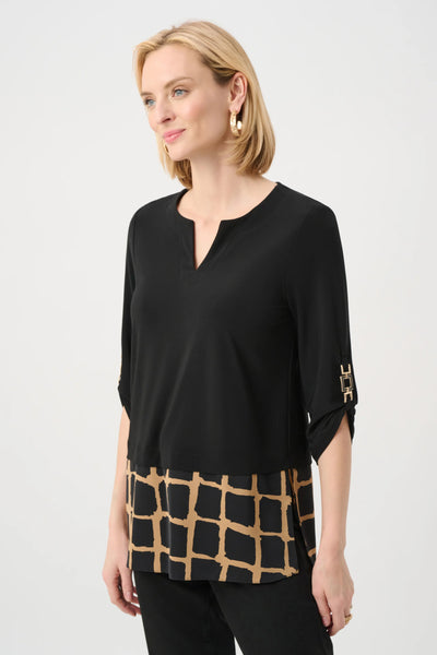 Joseph Ribkoff 263094 Silky Knit Abstract Print Straight Tunic