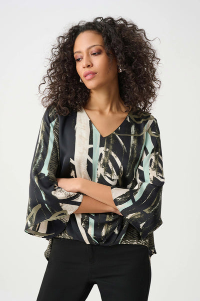 Joseph Ribkoff 263024 Recycled Satin Abstract Boxy Top