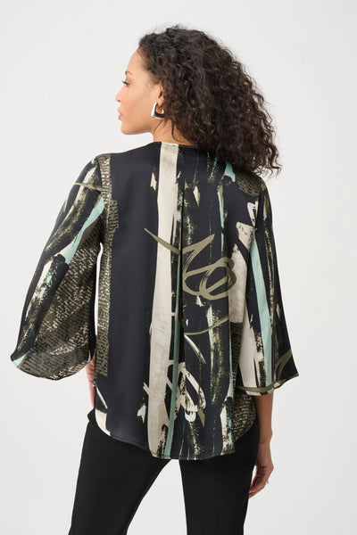 Joseph Ribkoff 263024 Recycled Satin Abstract Boxy Top