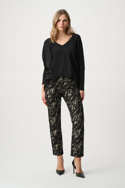 JOSEPH RIBKOFF 263939 Viscose Knit Fringed Sweater
