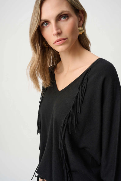 JOSEPH RIBKOFF 263939 Viscose Knit Fringed Sweater