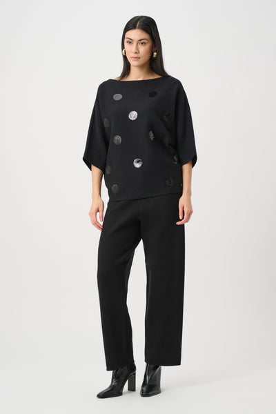 JOSEPH RIBKOFF 263942 Brushed Viscose And Nylon Boxy Embroidered Sweater