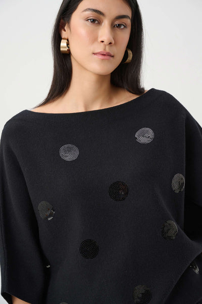 JOSEPH RIBKOFF 263942 Brushed Viscose And Nylon Boxy Embroidered Sweater