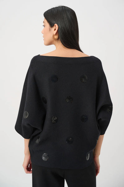 JOSEPH RIBKOFF 263942 Brushed Viscose And Nylon Boxy Embroidered Sweater