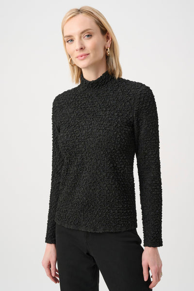 JOSEPH RIBKOFF 263230 Textured Jacquard Mock-Neck Fitted Top