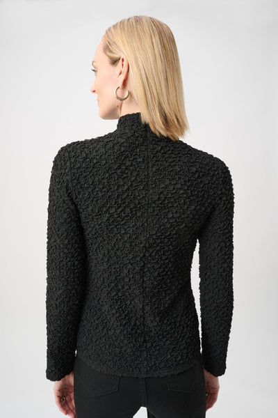 JOSEPH RIBKOFF 263230 Textured Jacquard Mock-Neck Fitted Top