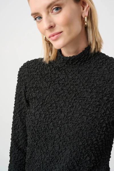 JOSEPH RIBKOFF 263230 Textured Jacquard Mock-Neck Fitted Top