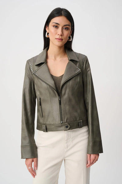 JOSEPH RIBKOFF 263907 Foiled Faux Suede Fitted Jacket