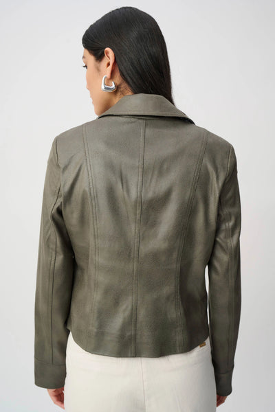 JOSEPH RIBKOFF 263907 Foiled Faux Suede Fitted Jacket