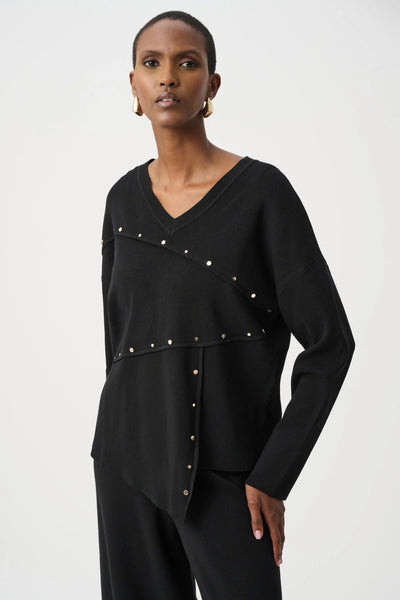 JOSEPH RIBKOFF 263961 Asymmetric Sweater With Metal Stud Detail