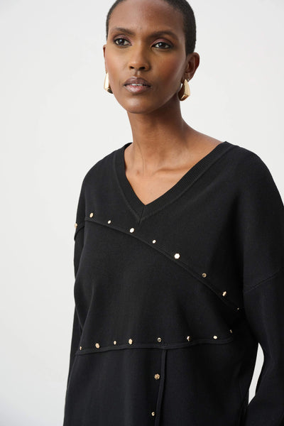 JOSEPH RIBKOFF 263961 Asymmetric Sweater With Metal Stud Detail