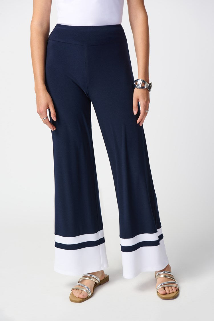 JOSEPH RIBKOFF 241292 SIlky Knit Colour-Block Wide-Leg Pants