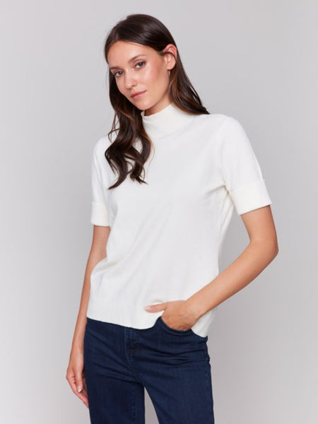 CHARLIE B C2677 MOCK NECK BASIC TOP- 5 COLOURS