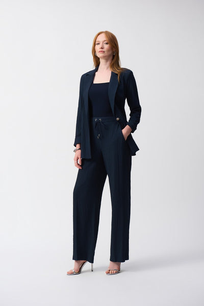 JOSEPH RIBKOFF 251293 Seersucker Wide Leg Pull-On Pants