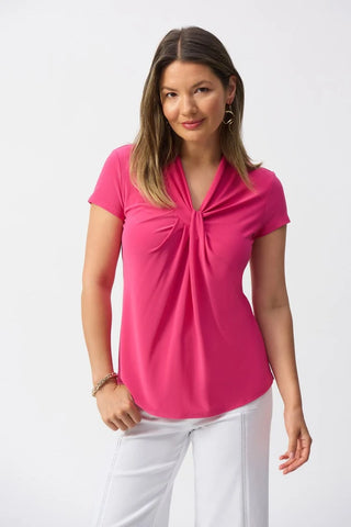 JOSEPH RIBKOFF 251230 Silky Knit Draped Neckline Straight Top in 3 colours