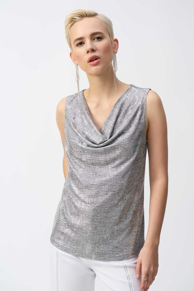 JOSPEH RIBKOFF 251081 Foiled Melange Knit Sleeveless Top- 2 COLOURS