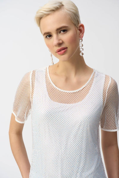 JOSEPH RIBKOFF 251951 Two-Piece Rhinestone Mesh Top And Camisole