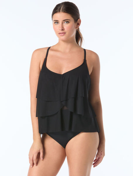 COCO REEF U95061 LOTUS RUFFLE TANKINI TOP DD CUP