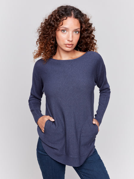 CHARLIE B C2170W PLUSHY KNIT CREWNECK SWEATER - 6 COLOURS