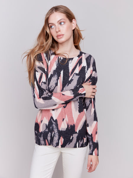 CHARLIE B C2268W REVERSIBLE PRINTED SWEATER- 2 COLOURS