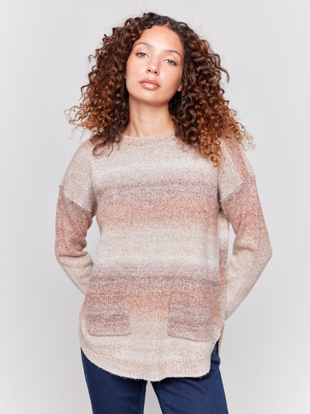 CHARLIE B C2420RR SWEATER WITH REMOVABLE SCARF- 5 COLOURS