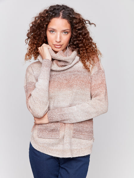 CHARLIE B C2420RR SWEATER WITH REMOVABLE SCARF- 5 COLOURS