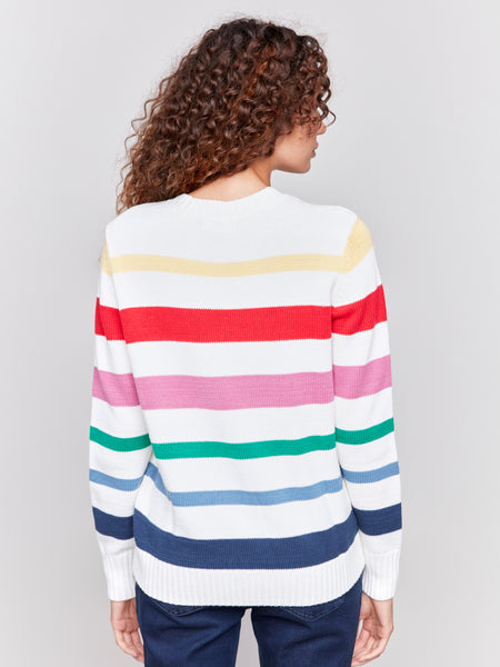 CHARLIE B C2658 COTTON STRIPES SWEATER