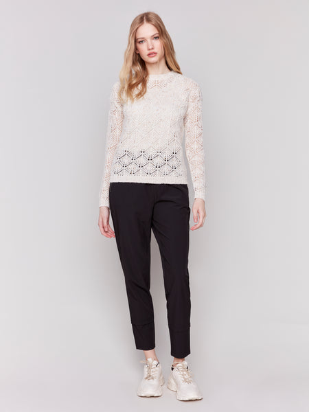 CHARLIE B C2682 CROCHET KNIT SWEATER