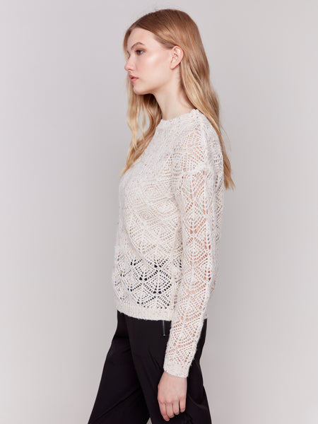 CHARLIE B C2682 CROCHET KNIT SWEATER