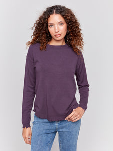 CHARLIE B C2707 ROUND HEM SWEATER- 2 COLOURS