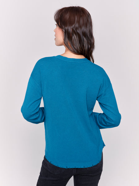 CHARLIE B C2707 ROUND HEM SWEATER- 2 COLOURS