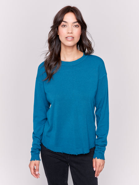 CHARLIE B C2707 ROUND HEM SWEATER- 2 COLOURS