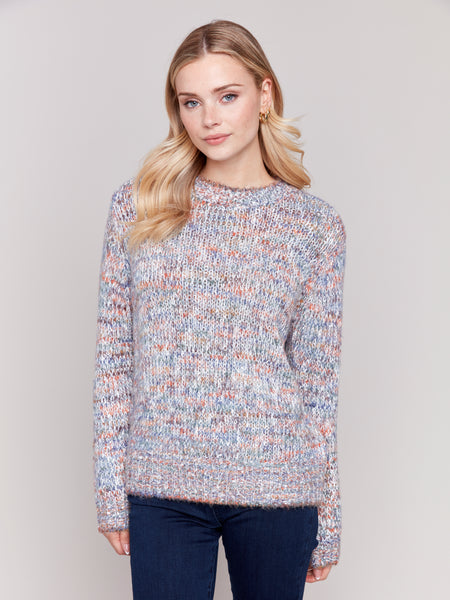 CHARLIE B C2714 SPACE DYE YARN SWEATER- 3 COLOURS