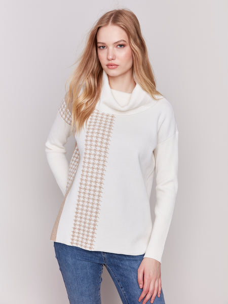 CHARLIE B C2720 JACQUARD KNIT SWEATER- 2 COLOURS