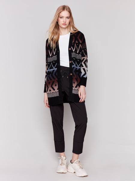 CHARLIE B C2749 LONG OMBRE CARDIGAN