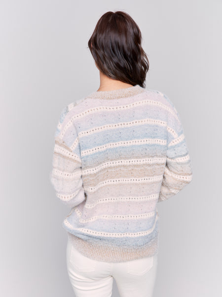 CHARLIE B C2756 OMBRE CHEVRON KNIT SWEATER