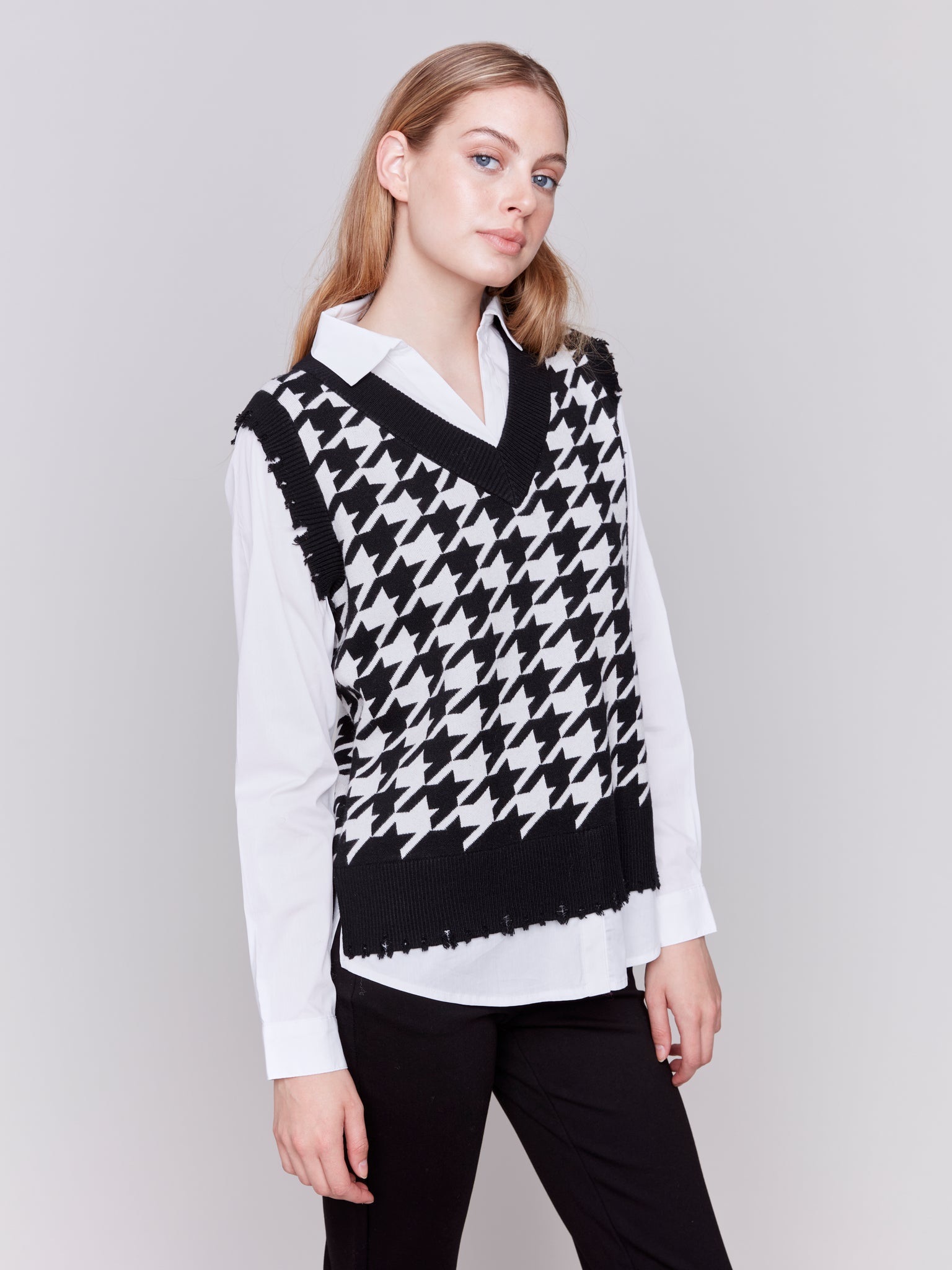 CHARLIE B C2761H HOUNDSTOOTH FULLER VEST